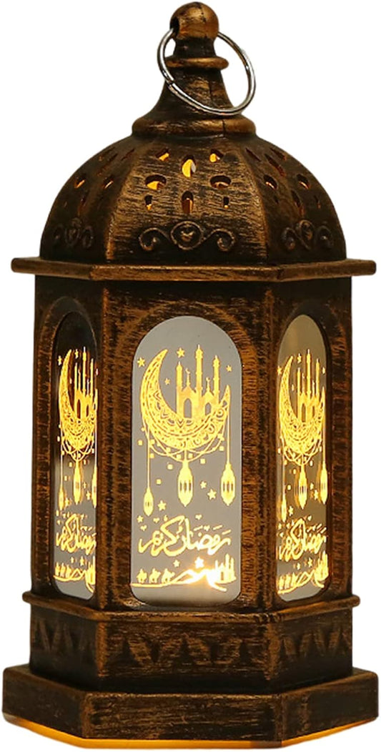 فانوس رمضان مضيء – لون بني بتصميم تقليدي أنيق