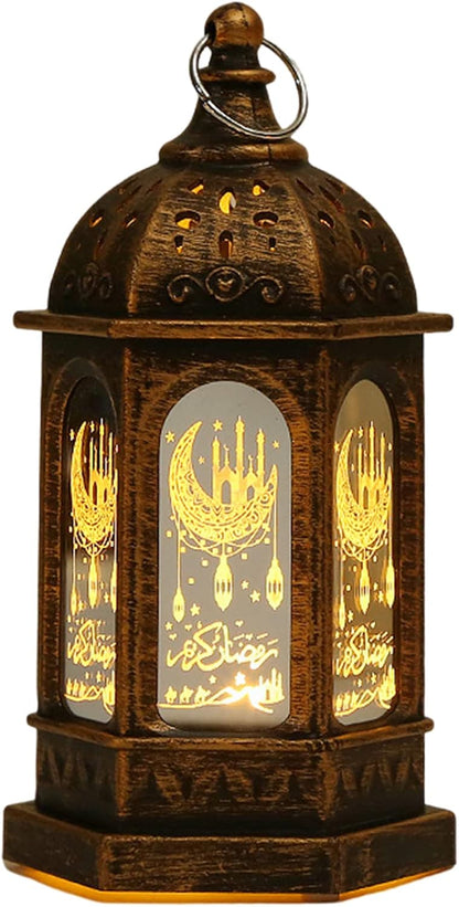 فانوس رمضان مضيء – لون بني بتصميم تقليدي أنيق